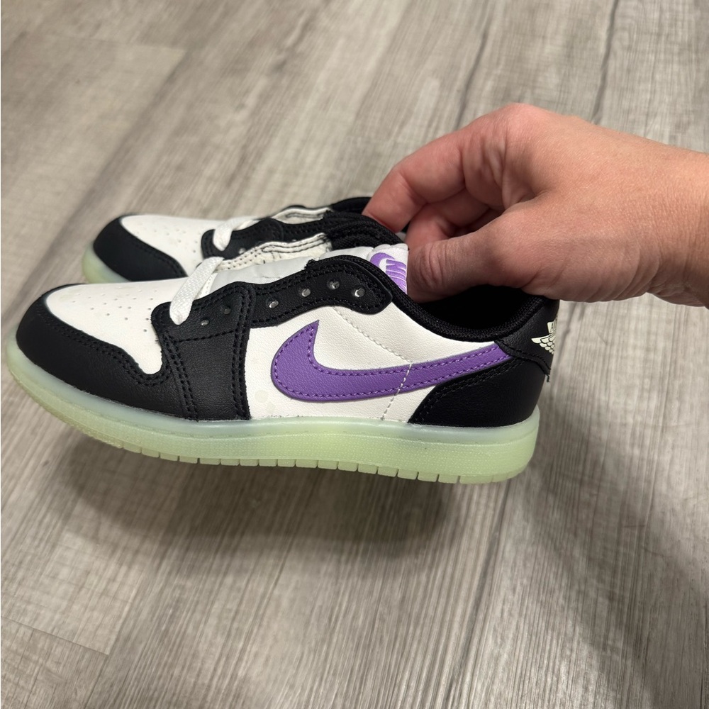 Nike Black and White Shoes with Lavender Swoosh